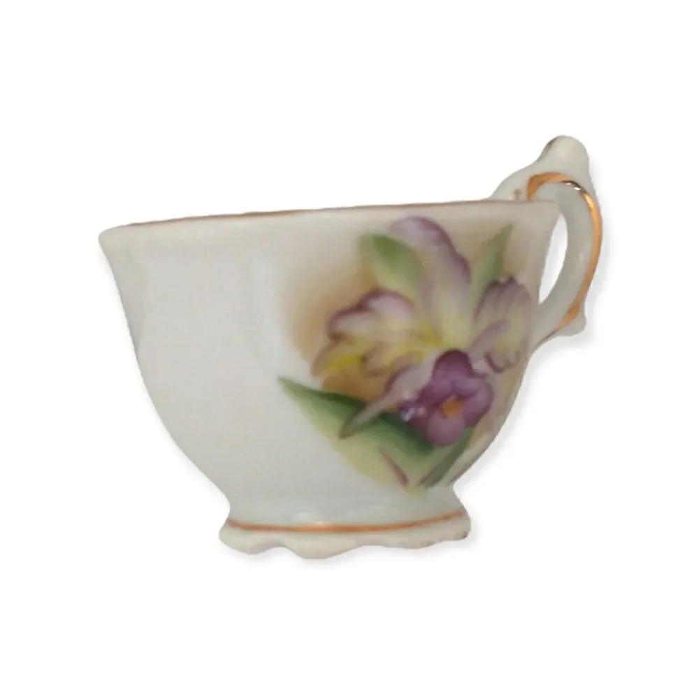 MINI Demitasse Floral Tea Cup Porcelain Air‎ Plants Succulents Violets Diorama